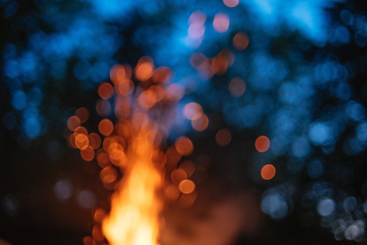spark of embers from campfire